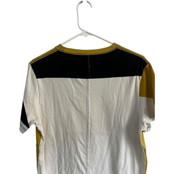 Eckhaus Latta Lapped Seam Cotton Paneled T-Shirt Gold Color block Men's Size XS - Picture 4 of 9